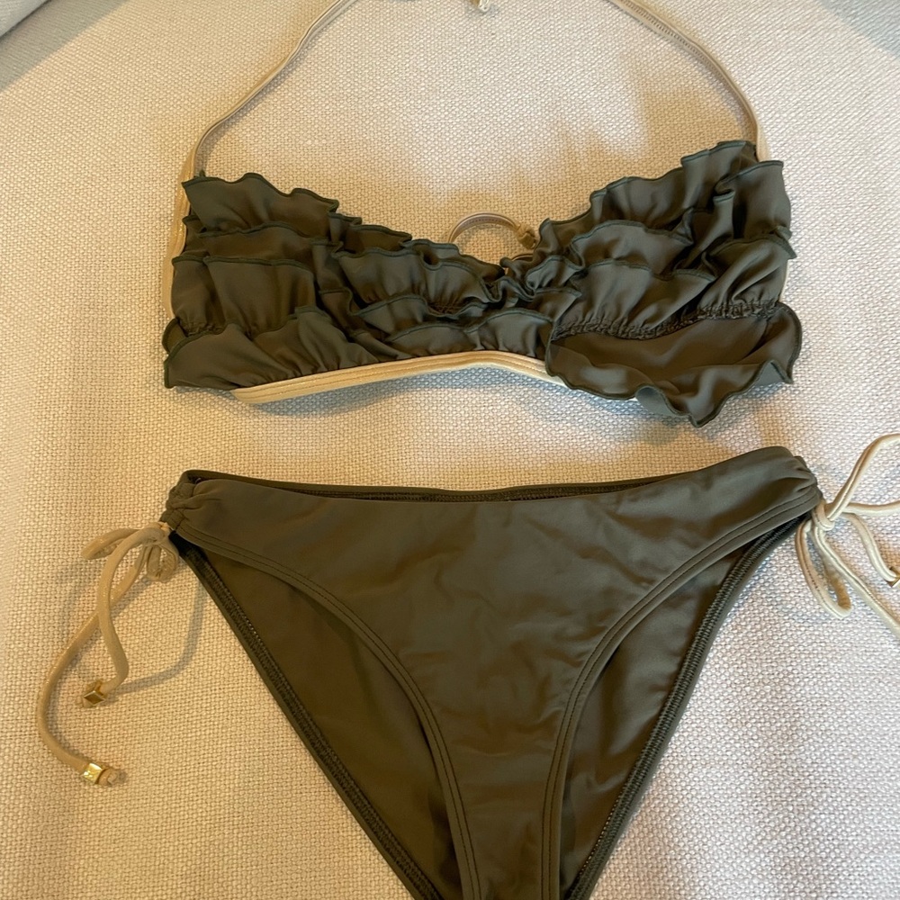 Letarte Army Green and Gold Bikini Set Sleek Minimalist Design